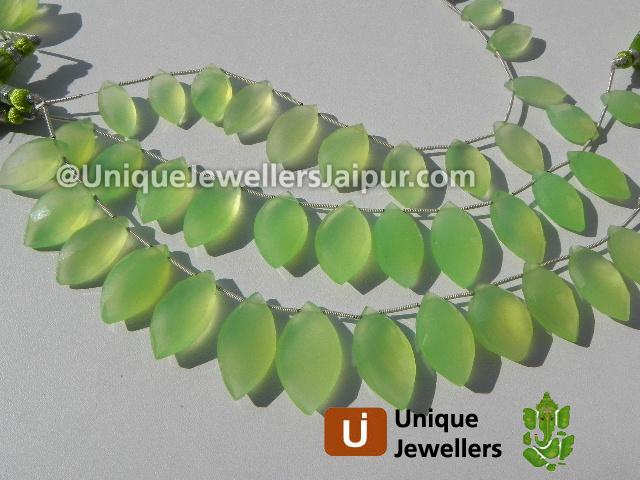 Apple Green Chalsydony Faceted Marquise Beads
